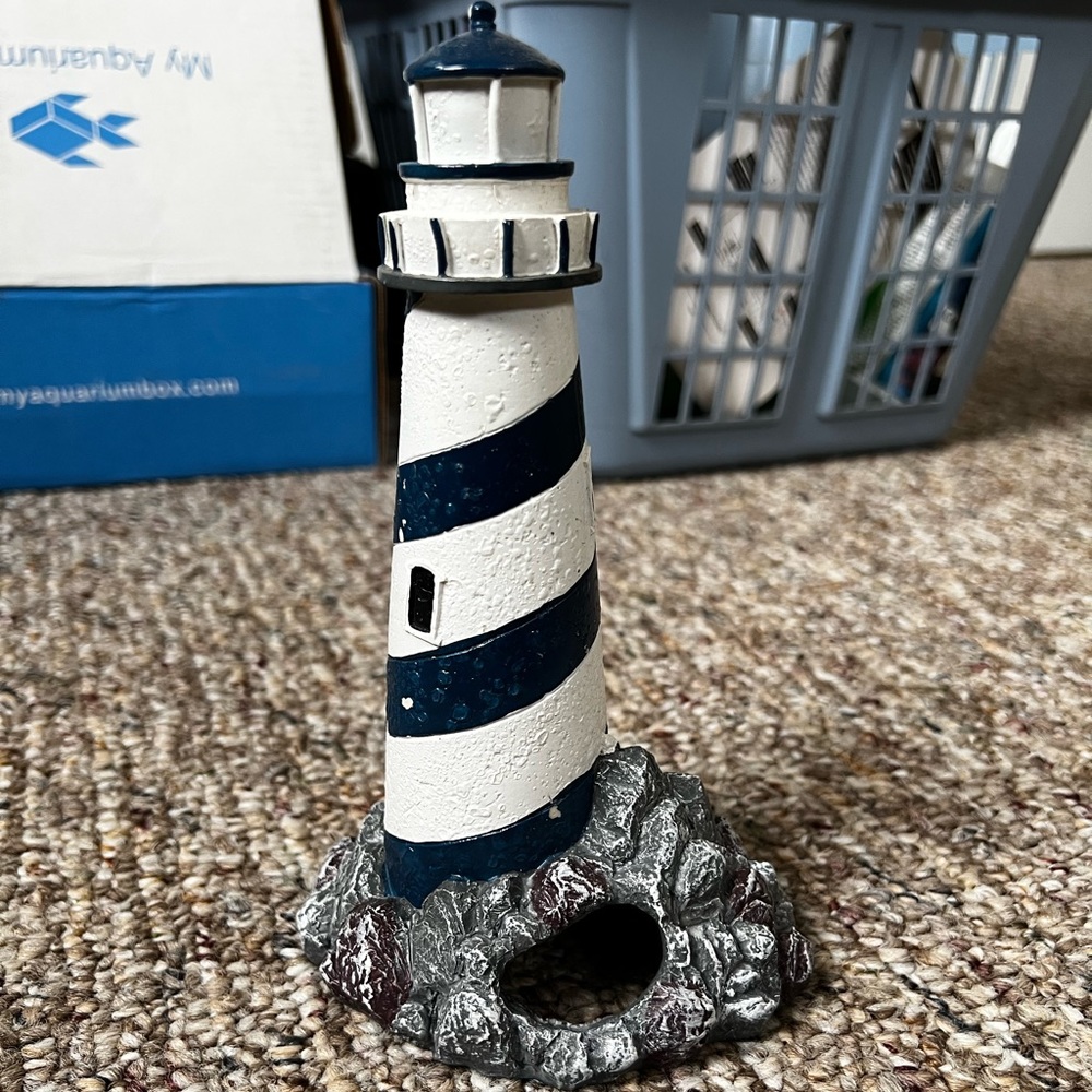 Aquarium Ornament- lighthouse with rock
